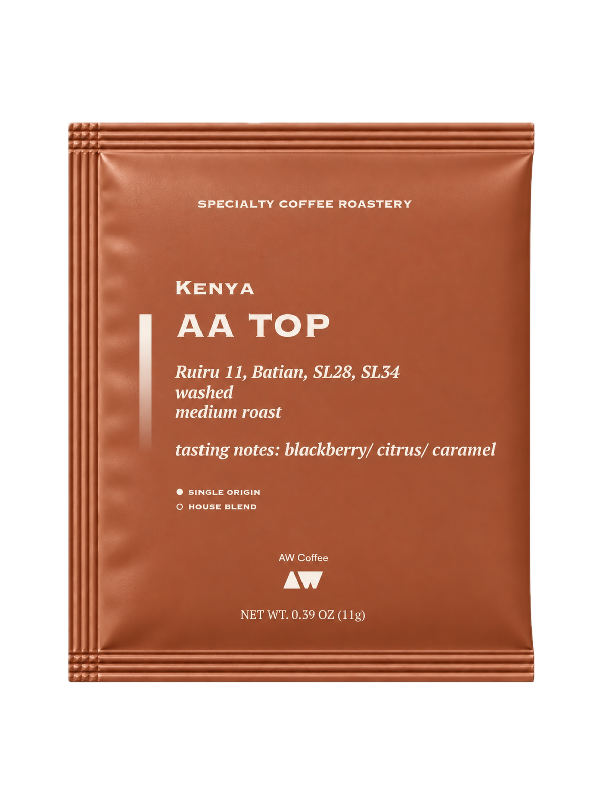 Kenya AA TOP, Washed, Medium Roast, Drip Coffee Bag (11g)