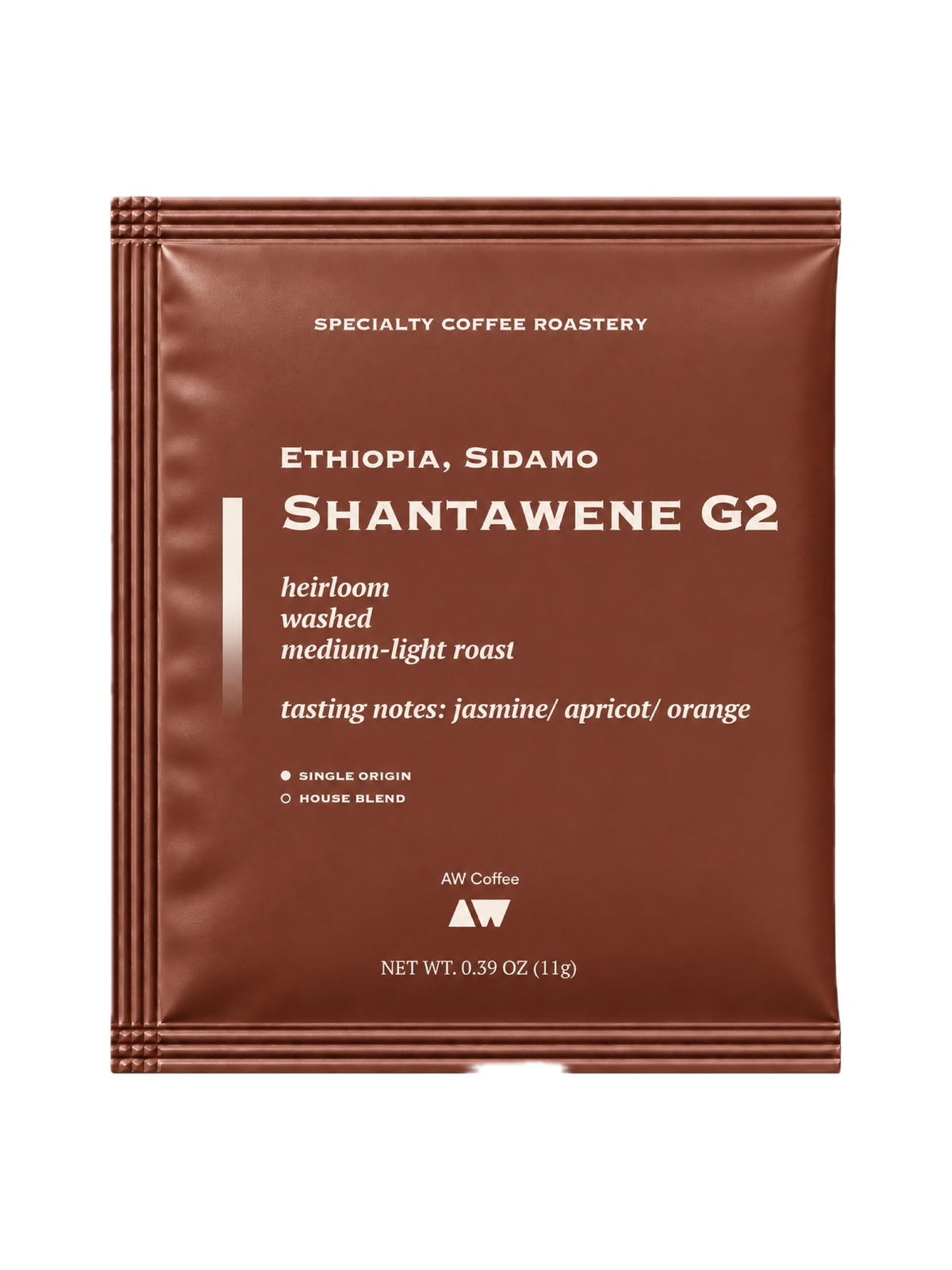 Ethiopia Sidamo Shantawene G2, Washed, Medium Roast, Drip Coffee Bag (11g)
